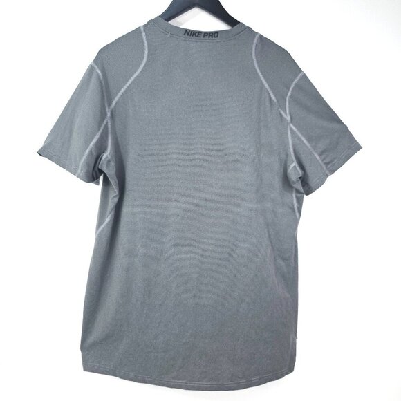 NIKE PRO Combat Grey Black Striped Compression Workout Shirt - Picture 5 of 8